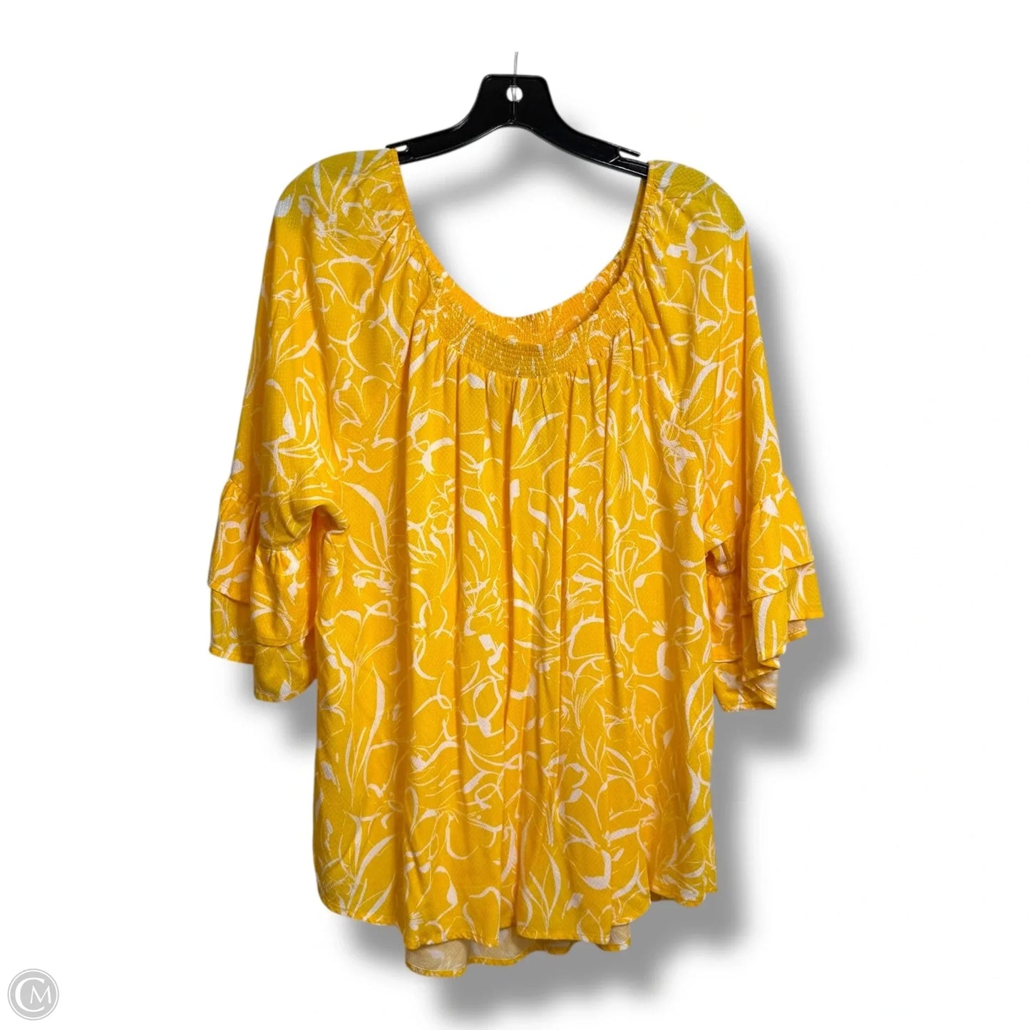 Top Short Sleeve By Rafaella In Yellow, Size: 1x