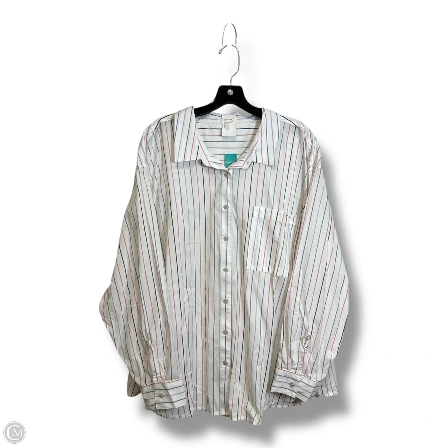 Blouse 3/4 Sleeve By Maurices In Striped Pattern, Size: 3x