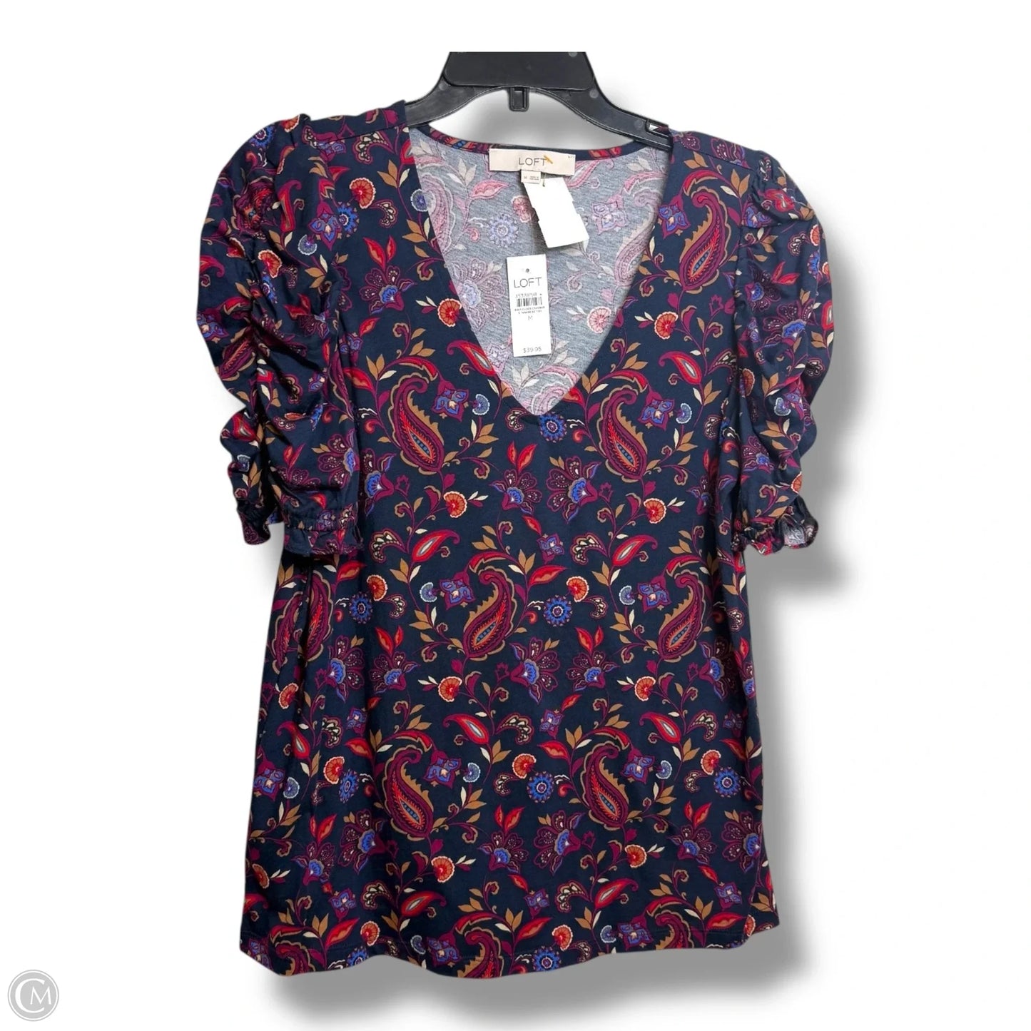 Top Short Sleeve By Loft In Paisley Print, Size: M