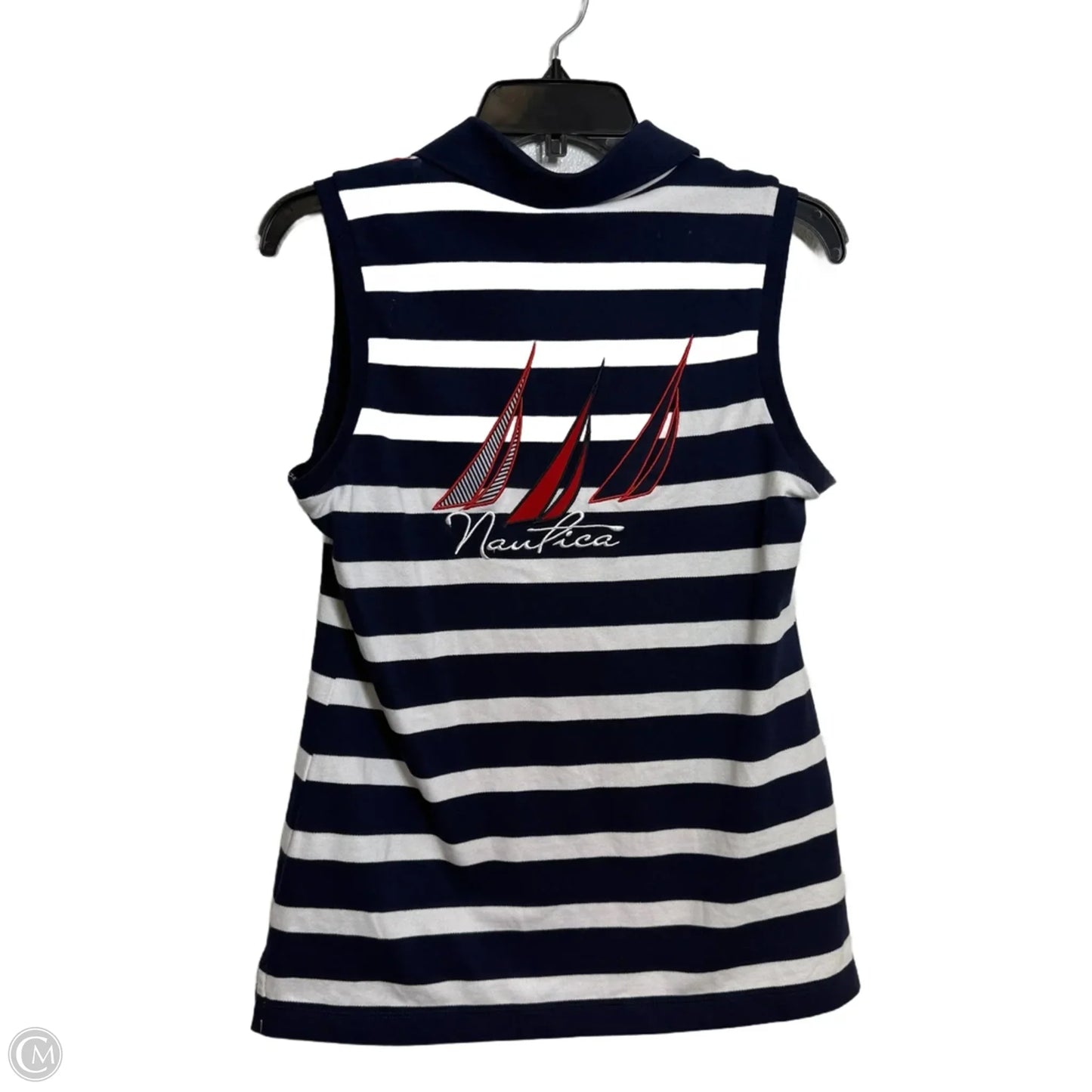 Top Sleeveless By Nautica In Blue Red & White, Size: M