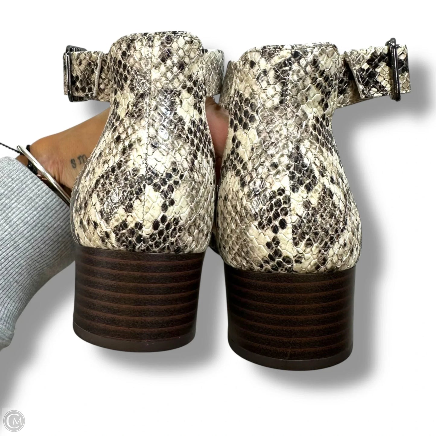 Sandals Heels Block By Clarks In Snakeskin Print, Size: 7.5