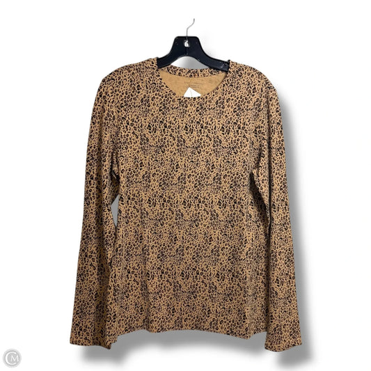 Top Long Sleeve Basic By Saks Fifth Avenue In Animal Print, Size: L