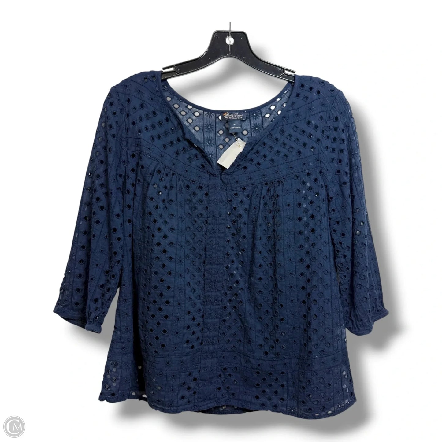 Top 3/4 Sleeve By Lucky Brand In Navy, Size: M