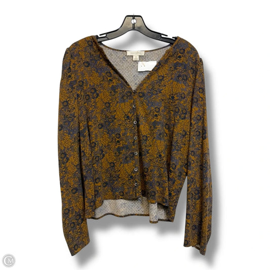 Top Long Sleeve By Treasure And Bond In Brown, Size: Xs