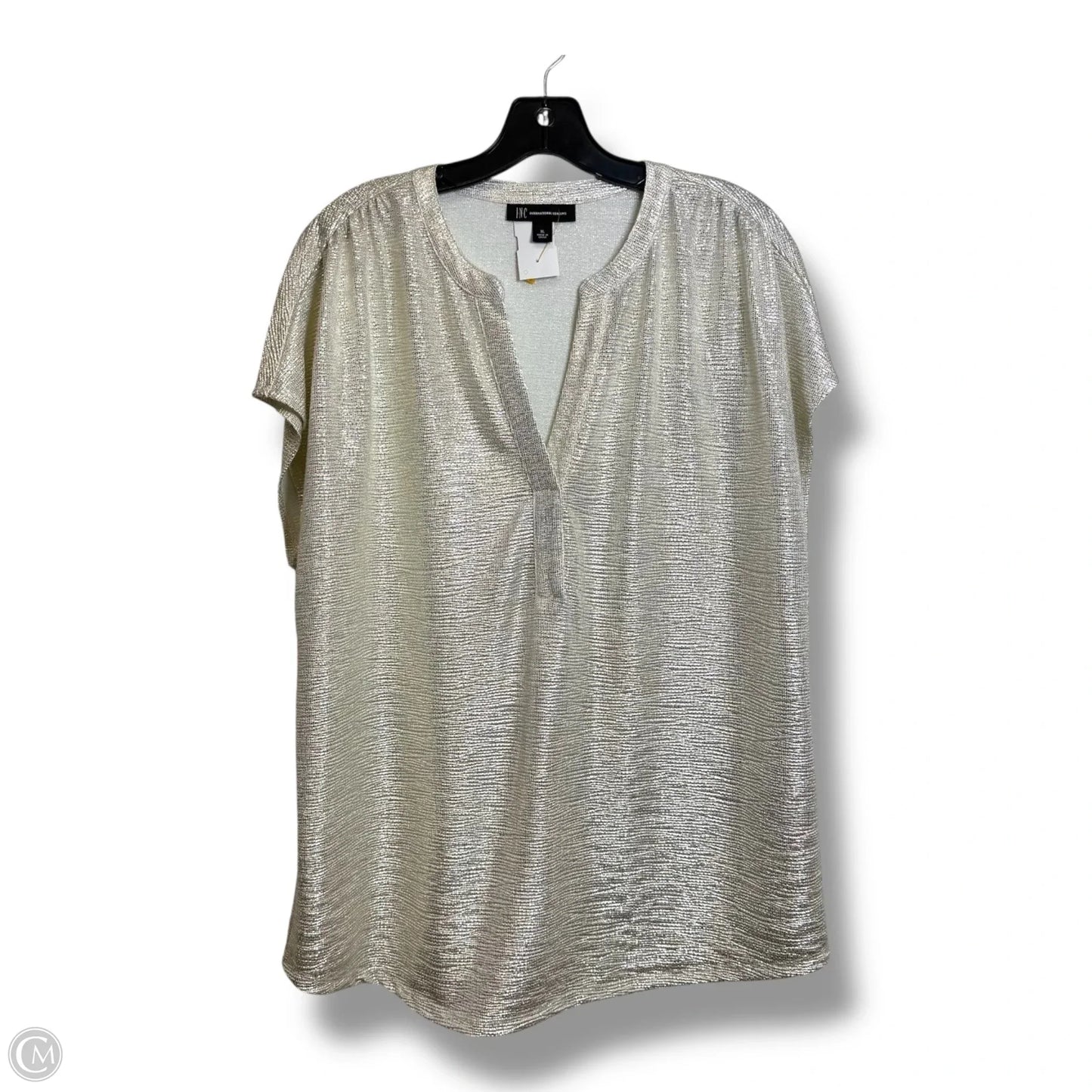 Top Short Sleeve By Inc In Silver, Size: Xl