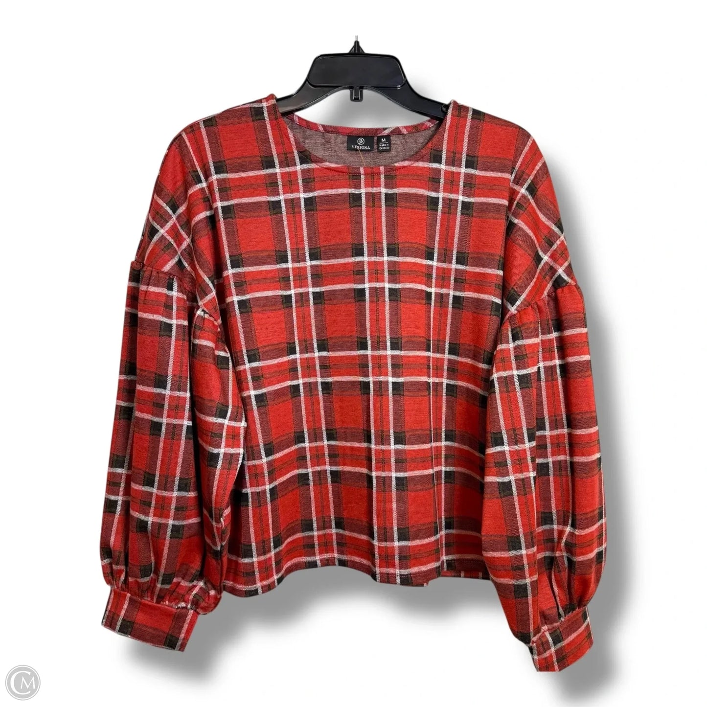 Top Long Sleeve By Versona In Plaid Pattern, Size: M