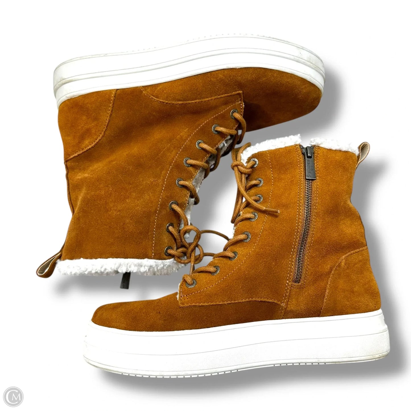 Boots Ankle Flats By J Slides In Tan, Size: 10