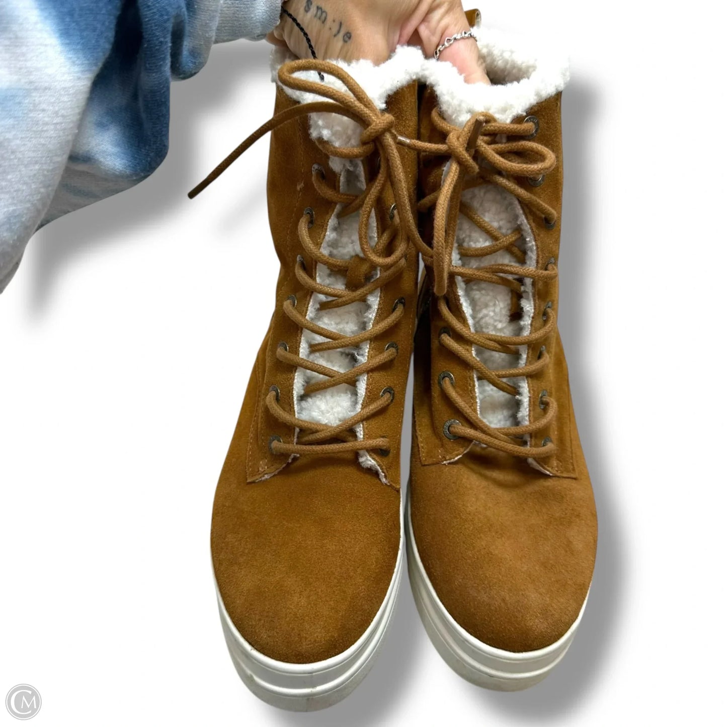 Boots Ankle Flats By J Slides In Tan, Size: 10