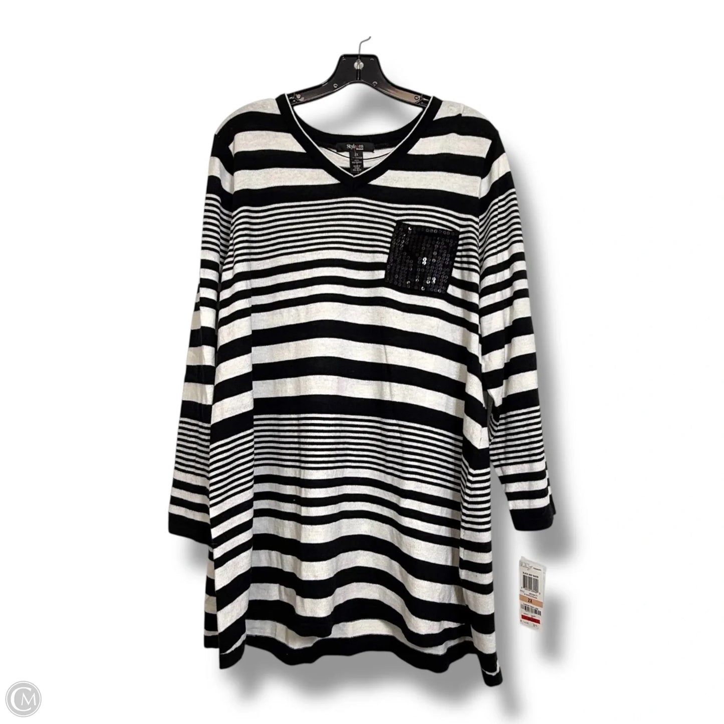 Top Long Sleeve By Style And Company In Striped Pattern, Size: 2x