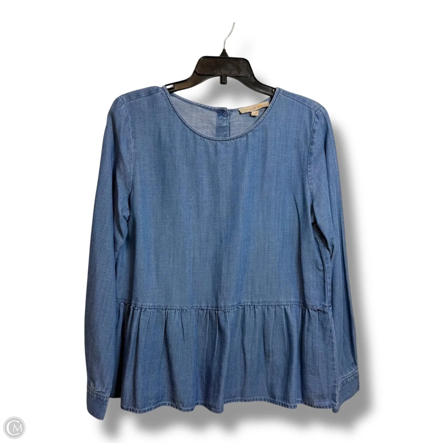 Top Long Sleeve By Loft In Blue Denim, Size: M