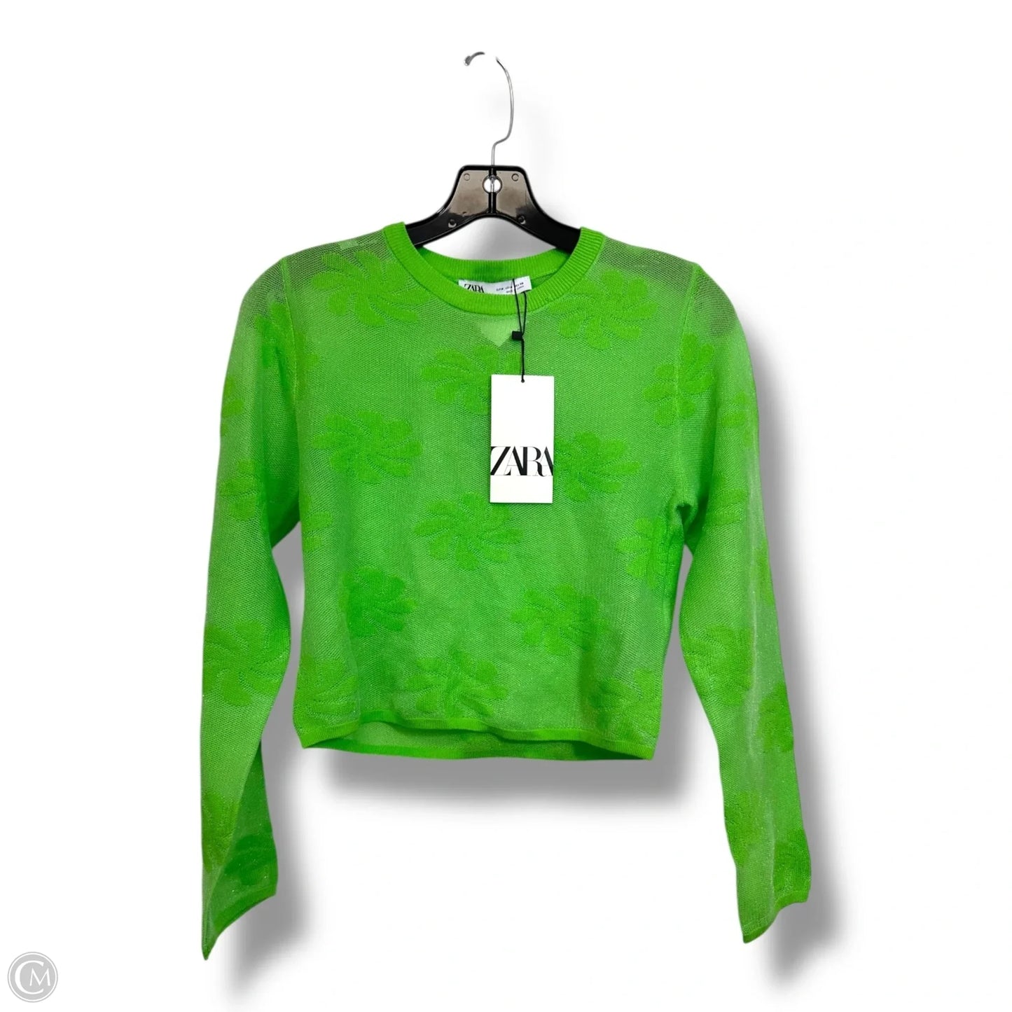 Top Long Sleeve By Zara In Green, Size: M