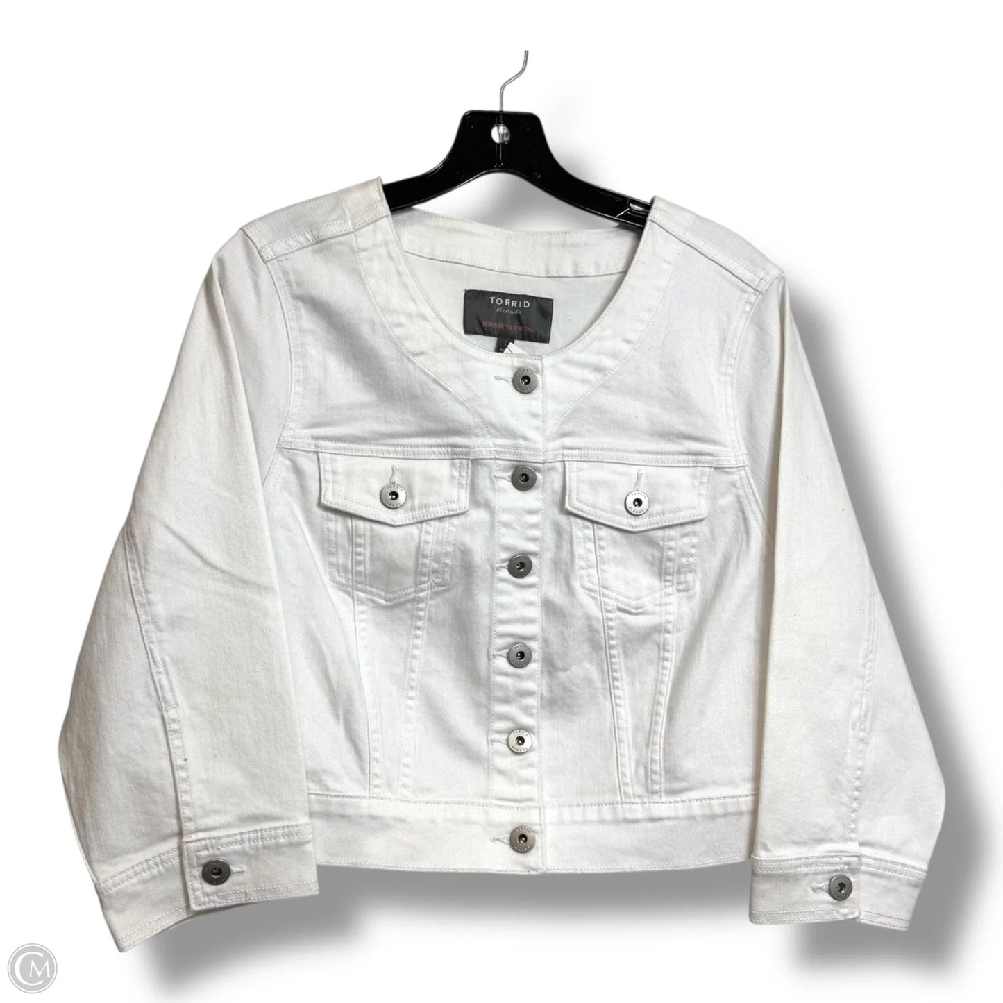 Jacket Denim By Torrid In White Denim, Size: 2x