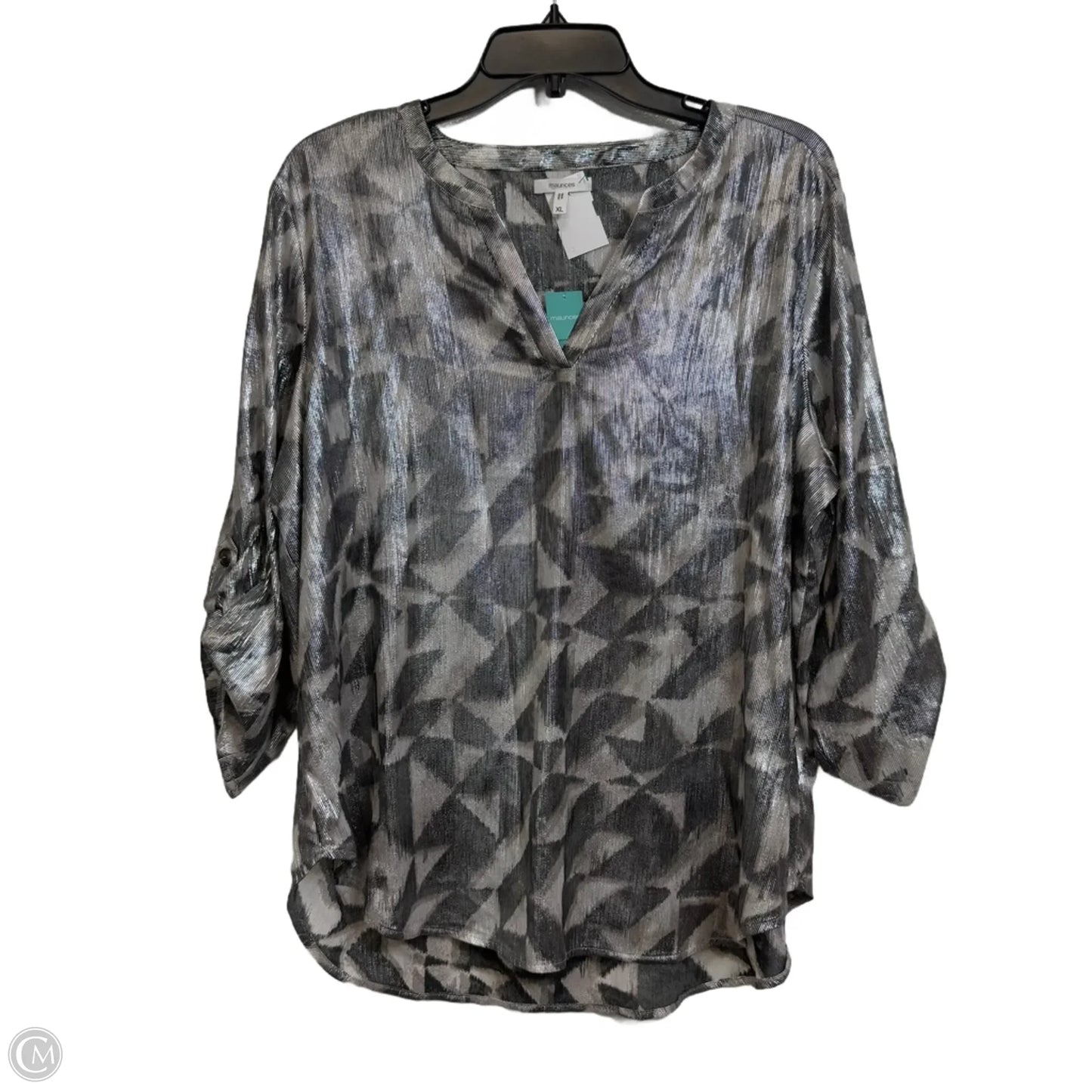 Top Long Sleeve By Maurices In Silver, Size: Xl