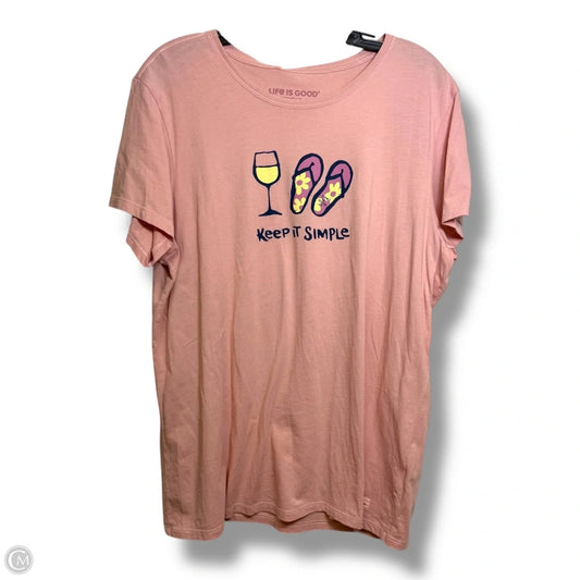 Top Short Sleeve By Life Is Good In Mauve, Size: Xl