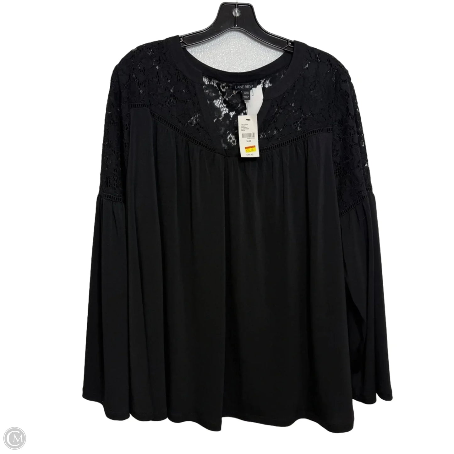Top Long Sleeve By Chaps In Black, Size: 1x