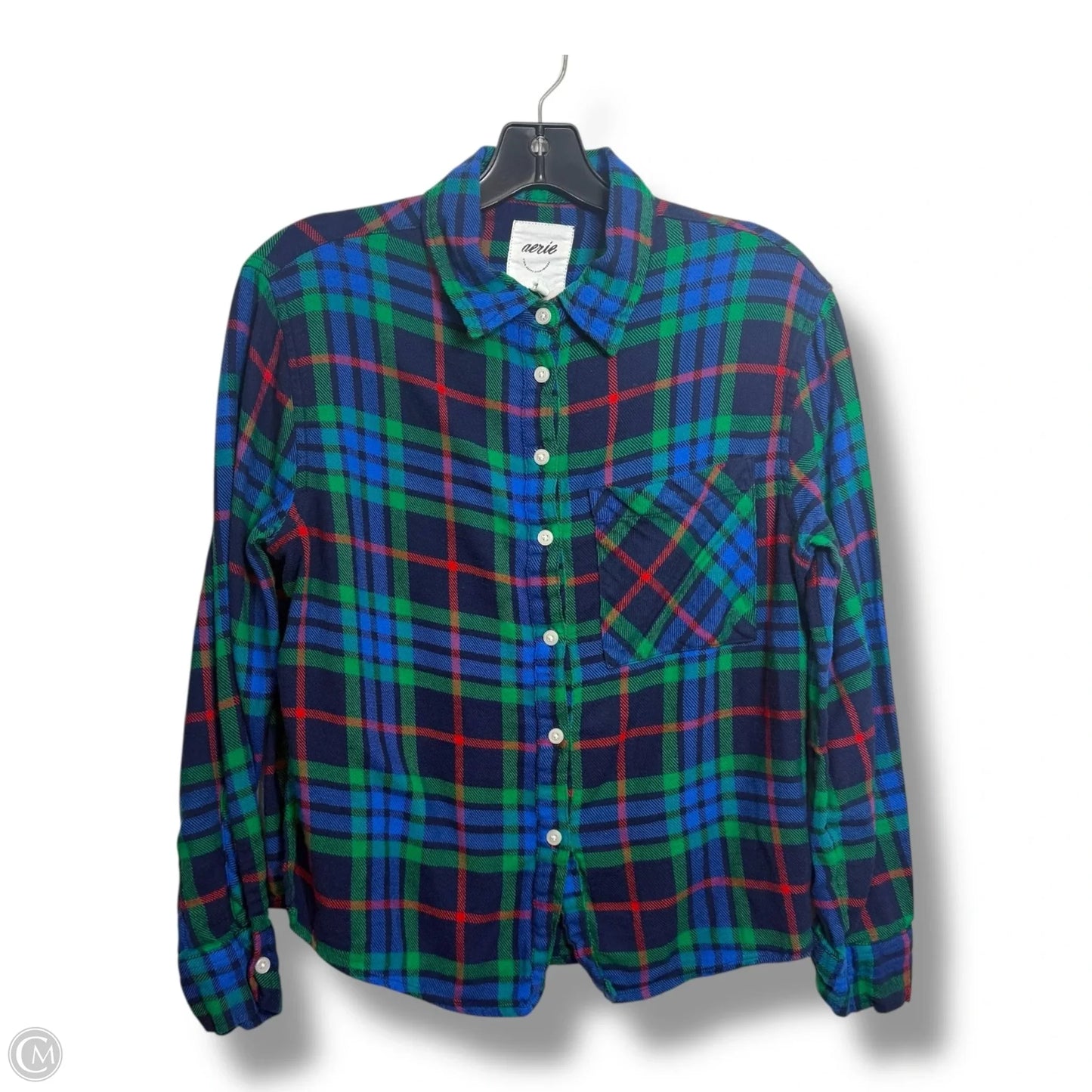 Top Long Sleeve Basic By Aerie In Plaid Pattern, Size: Xs