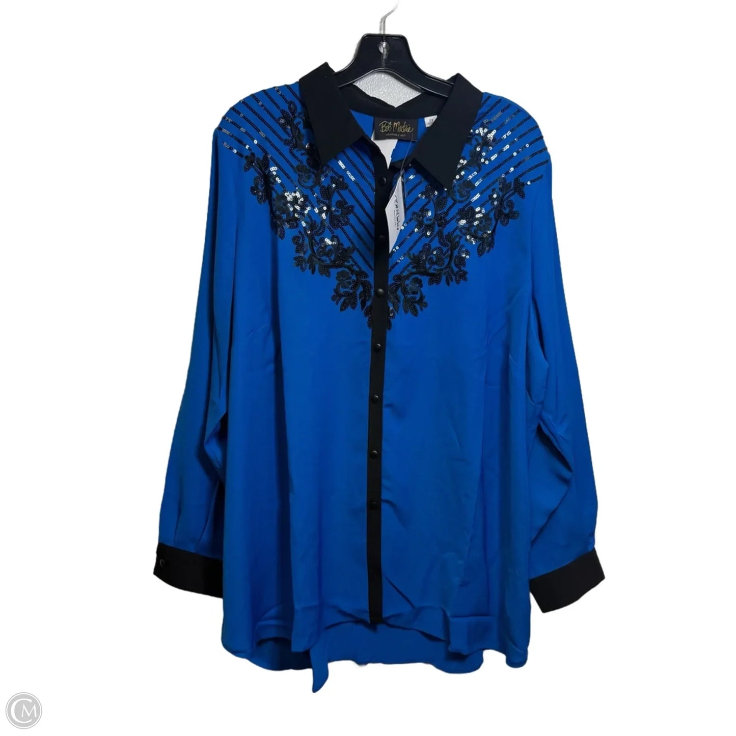Top Long Sleeve By Bob Mackie Qvc In Black, Size: 2x