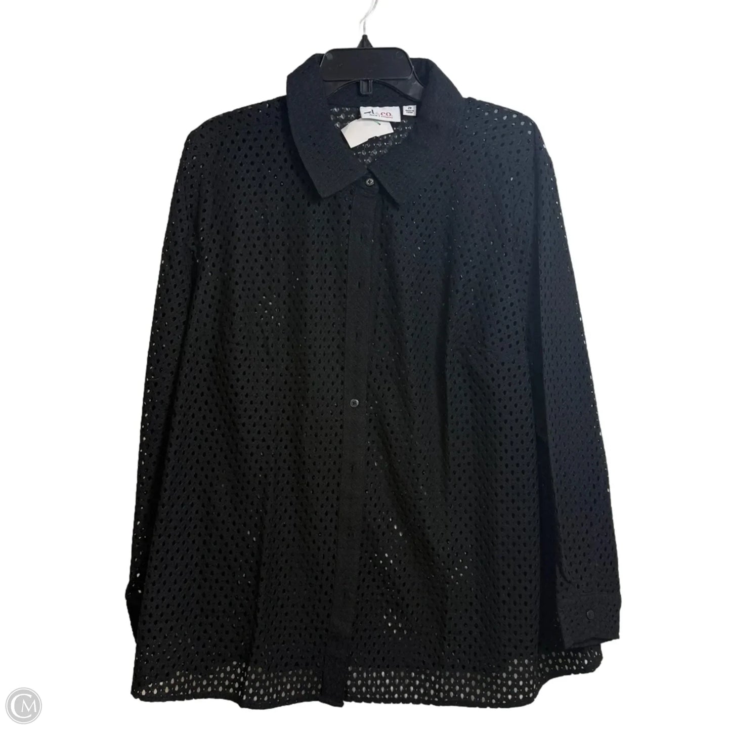 Top Long Sleeve By Denim And Co Qvc In Black, Size: 2x