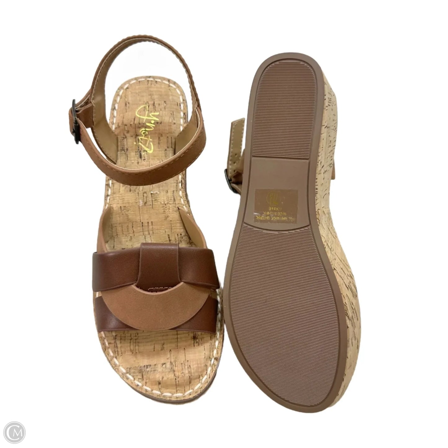 Sandals Heels Wedge By Clothes Mentor In Brown, Size: 7