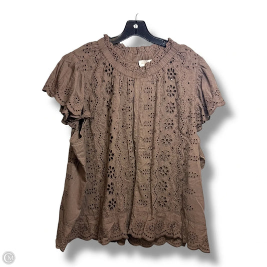 Top Short Sleeve By Clothes Mentor In Brown, Size: 3x