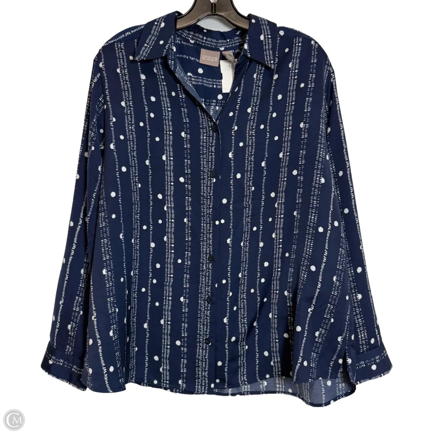 Top Long Sleeve By Chicos In Navy, Size: Xl