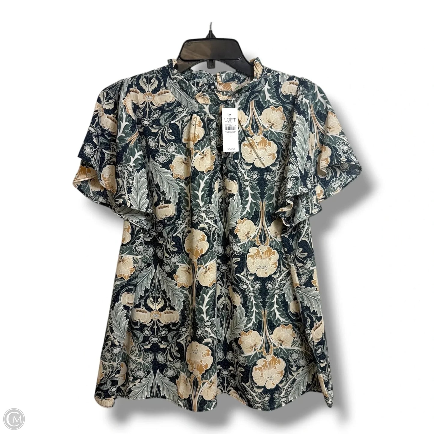 Top Short Sleeve By Loft In Floral Print, Size: L