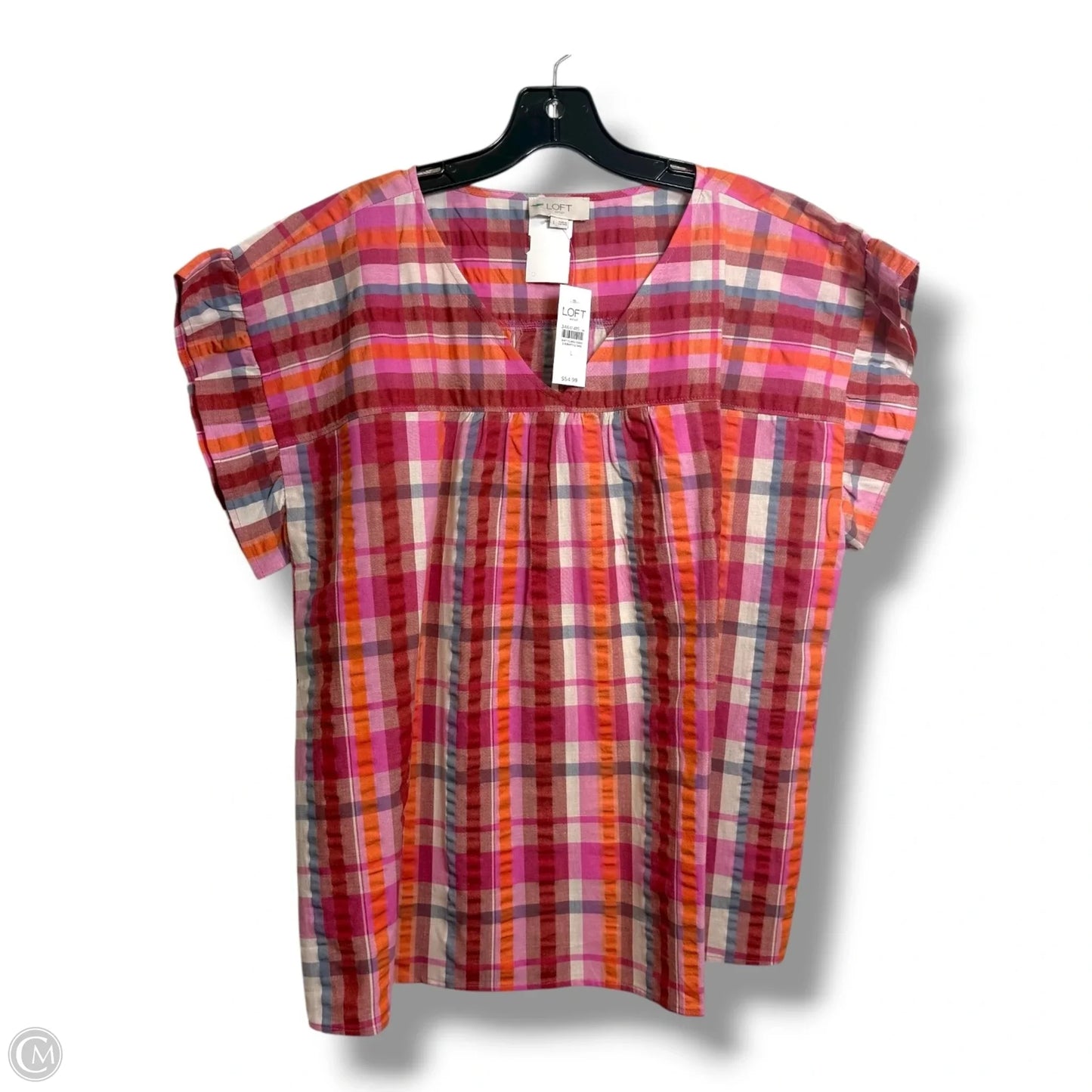 Top Short Sleeve By Loft In Pink, Size: L