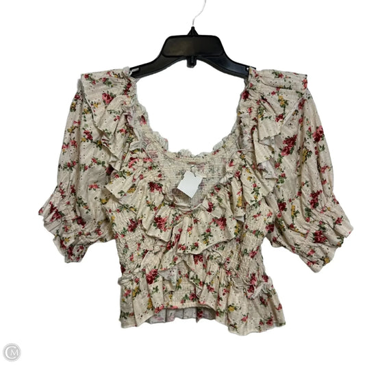 Top Short Sleeve By Free People In Floral Print, Size: S