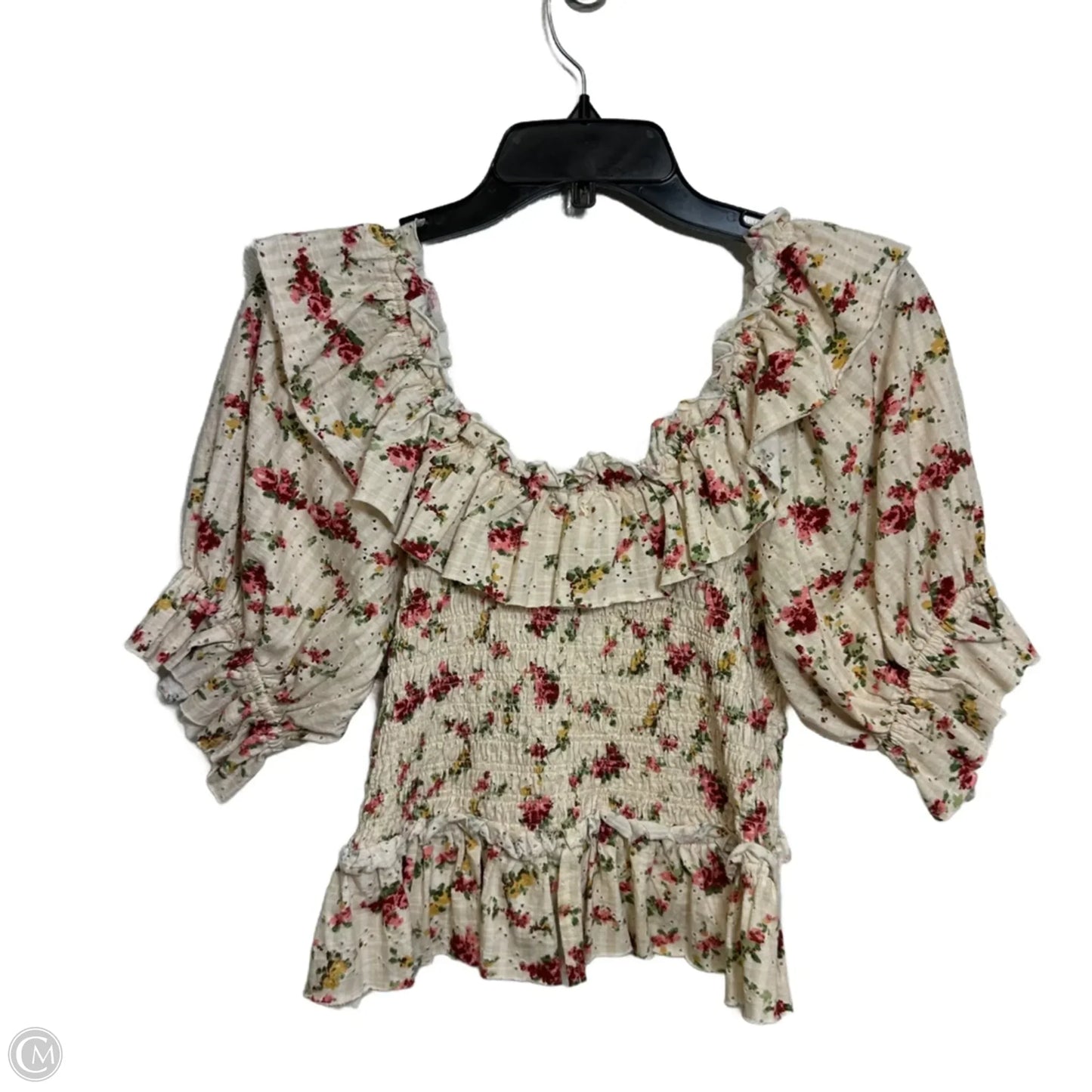 Top Short Sleeve By Free People In Floral Print, Size: S