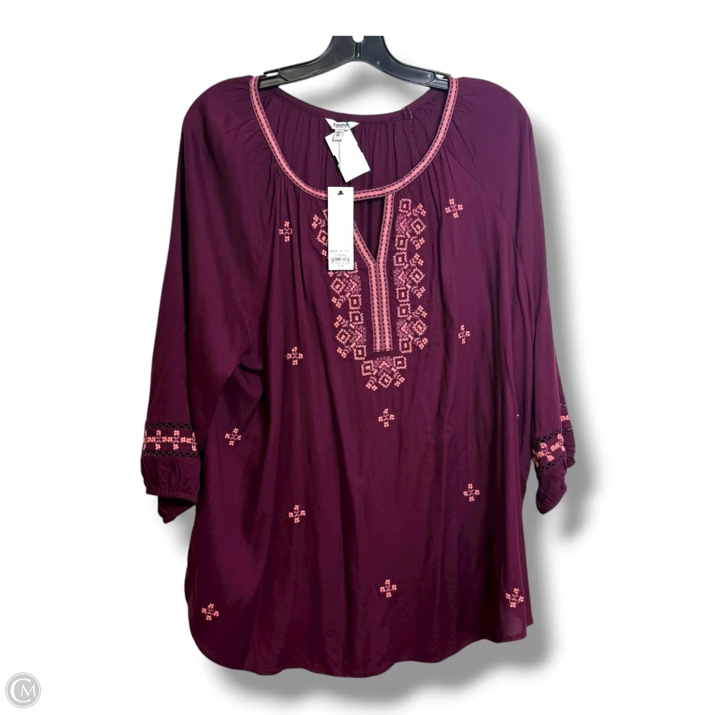 Top 3/4 Sleeve By Sonoma In Maroon, Size: Xl