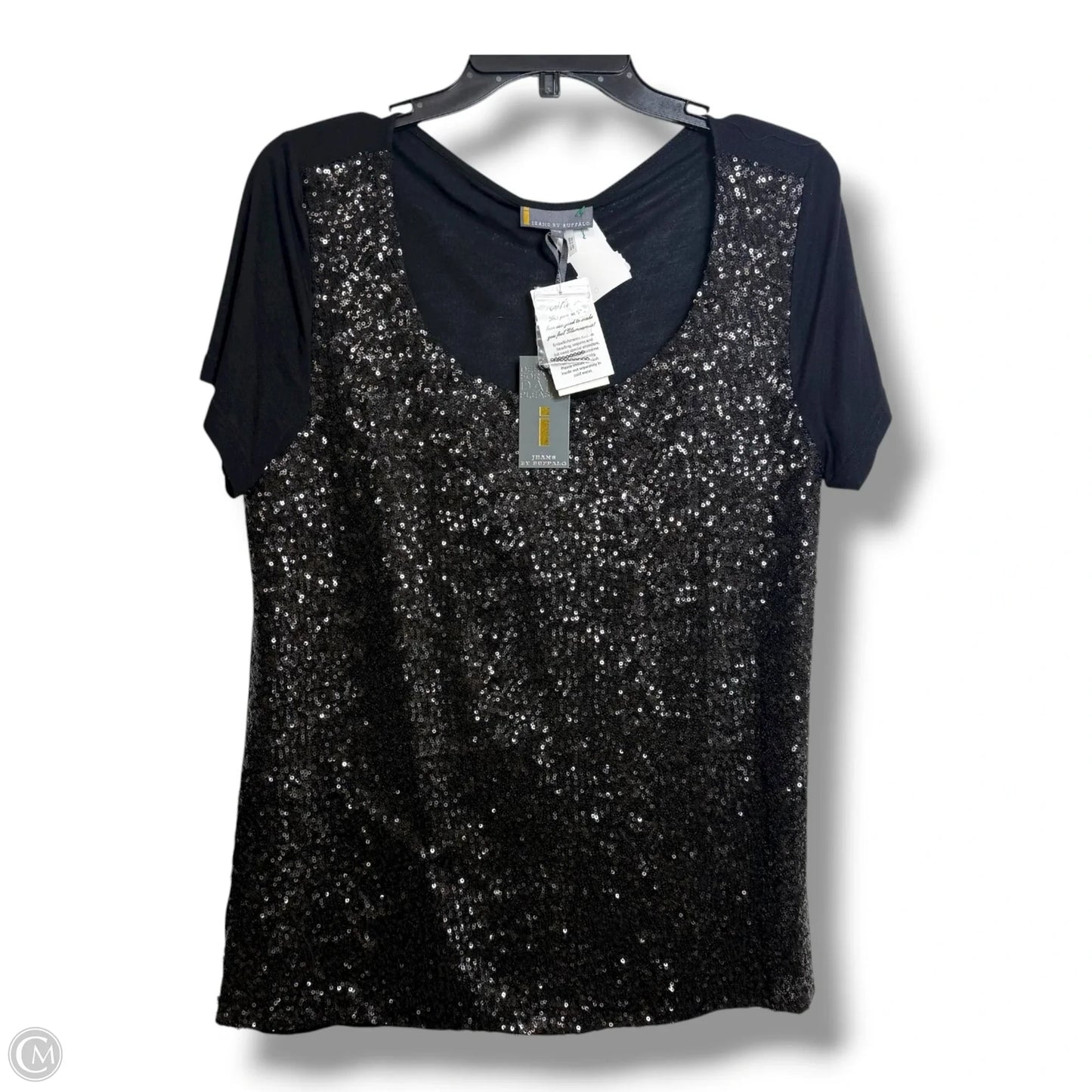 Top Short Sleeve By Jeans By Buffalo In Black, Size: L