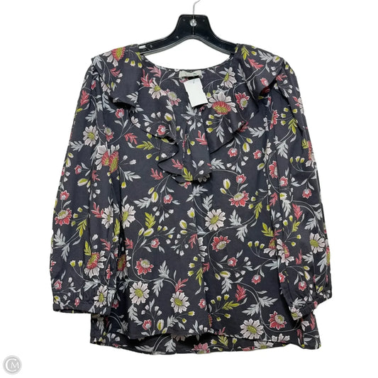 Top 3/4 Sleeve By Loft In Floral Print, Size: M