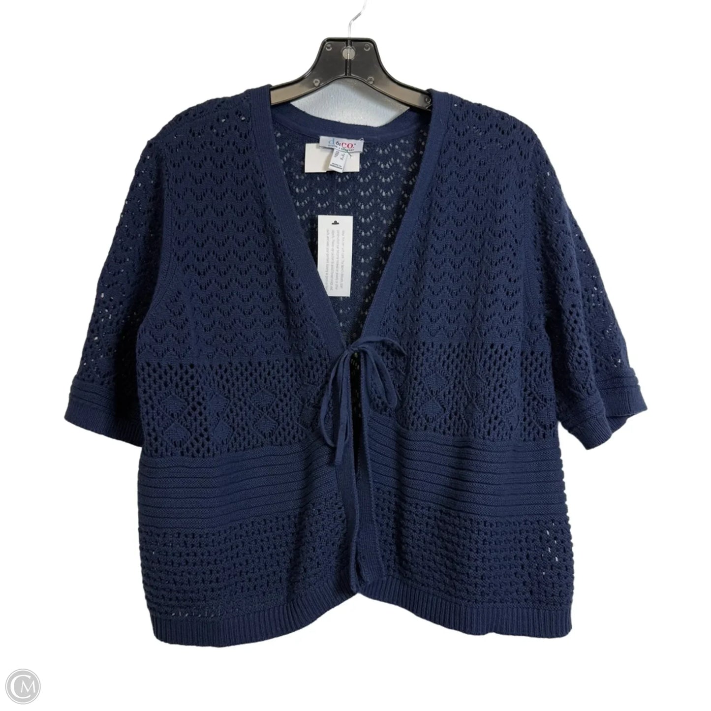 Cardigan By Denim And Co Qvc In Navy, Size: L