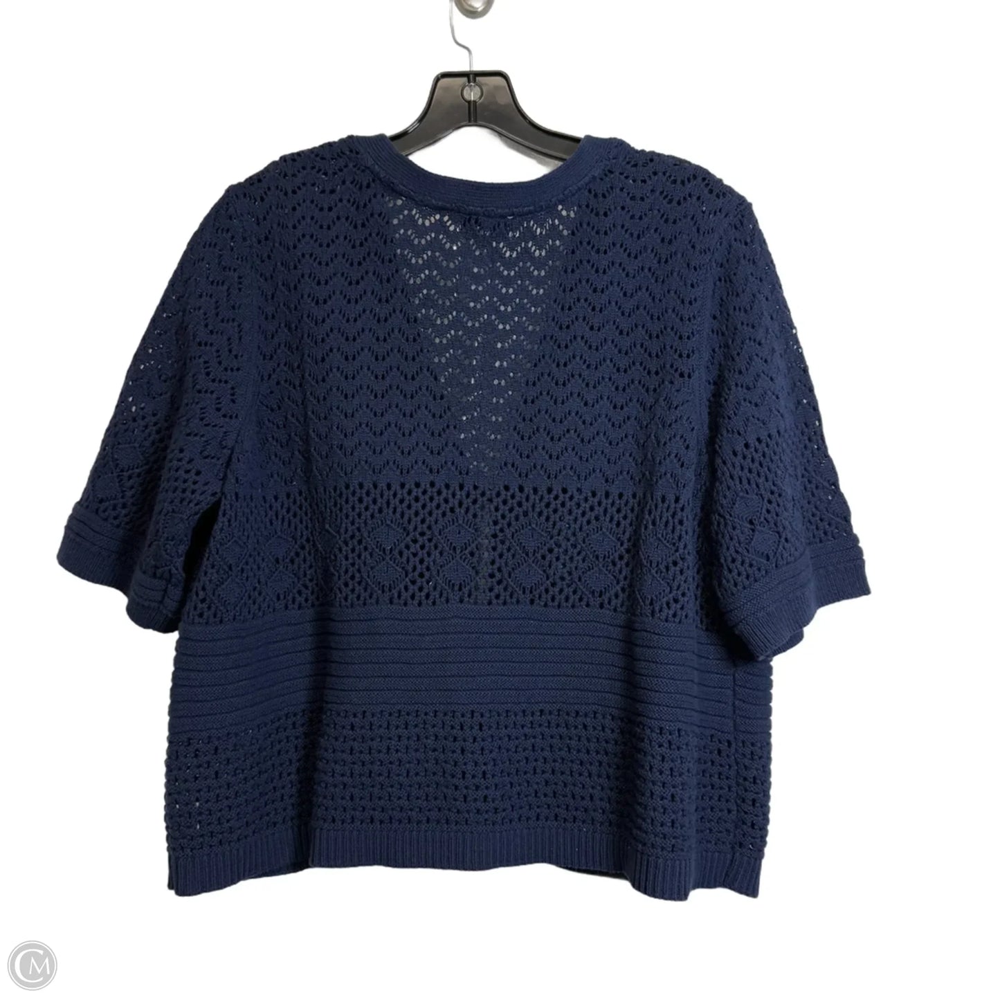 Cardigan By Denim And Co Qvc In Navy, Size: L