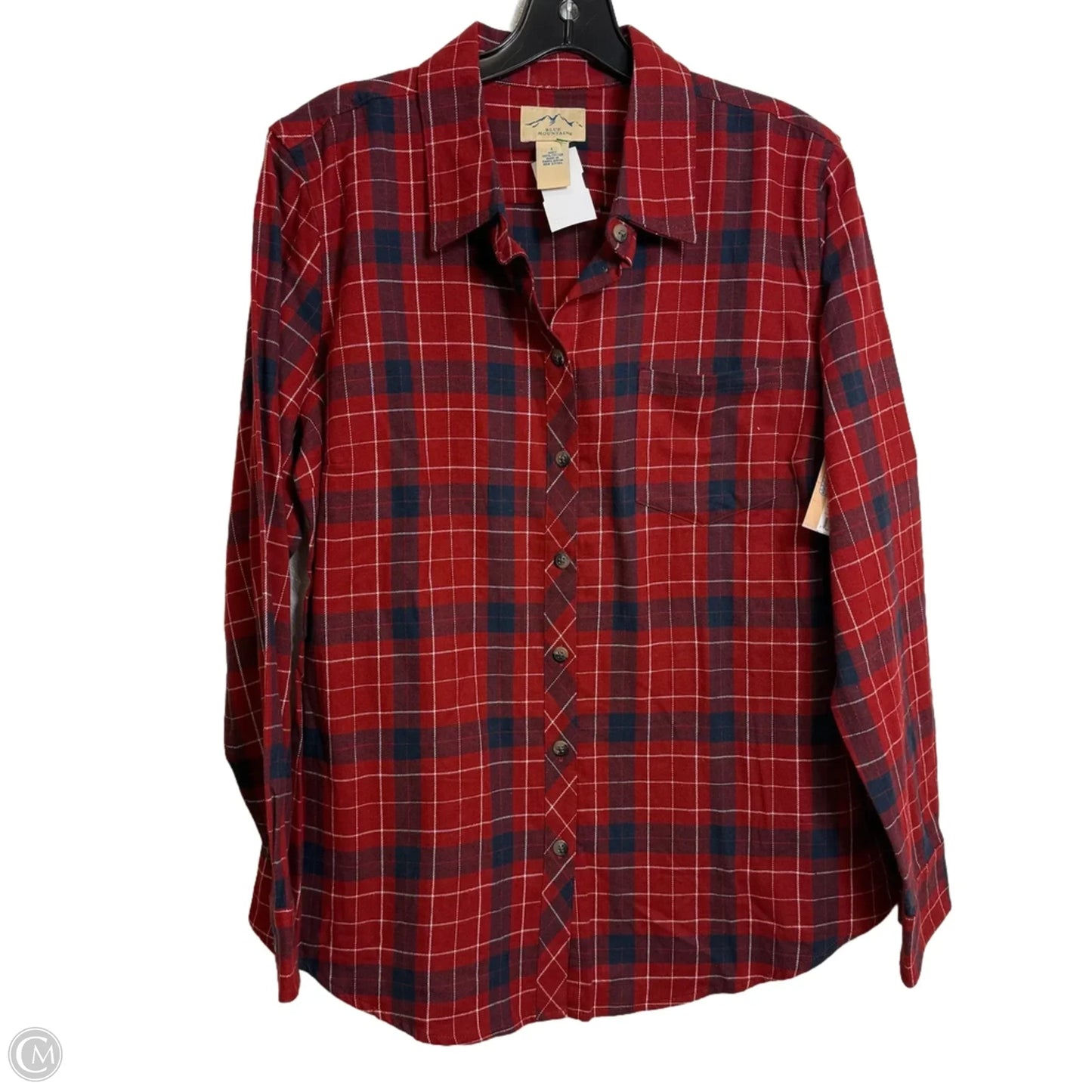 Top Long Sleeve By Cmf In Plaid Pattern, Size: L