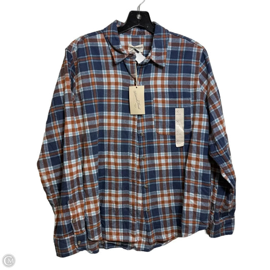 Top Long Sleeve By Universal Thread In Plaid Pattern, Size: M