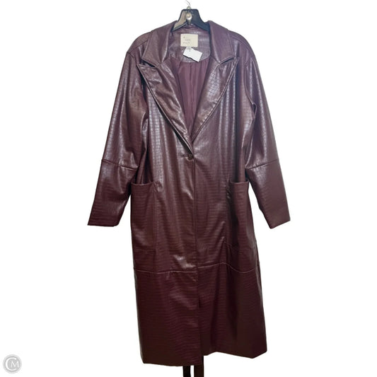 Coat Trench Coat By A New Day In Maroon, Size: L