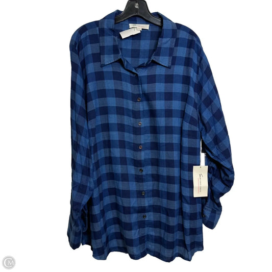Top Long Sleeve By Two By Vince Camuto In Checkered Pattern, Size: 2x