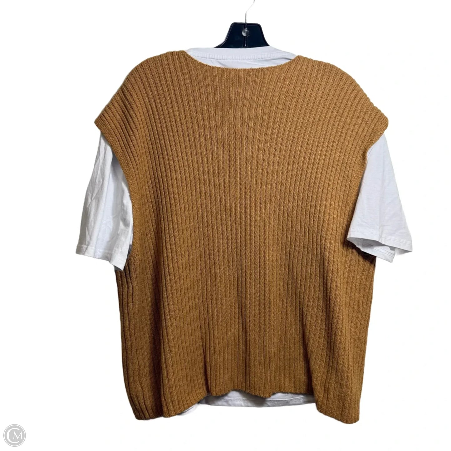 Top Short Sleeve By Clothes Mentor In Tan & White, Size: 1x