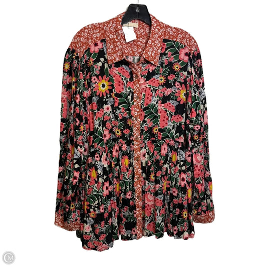 Blouse Long Sleeve By Easel In Multi-colored, Size: L
