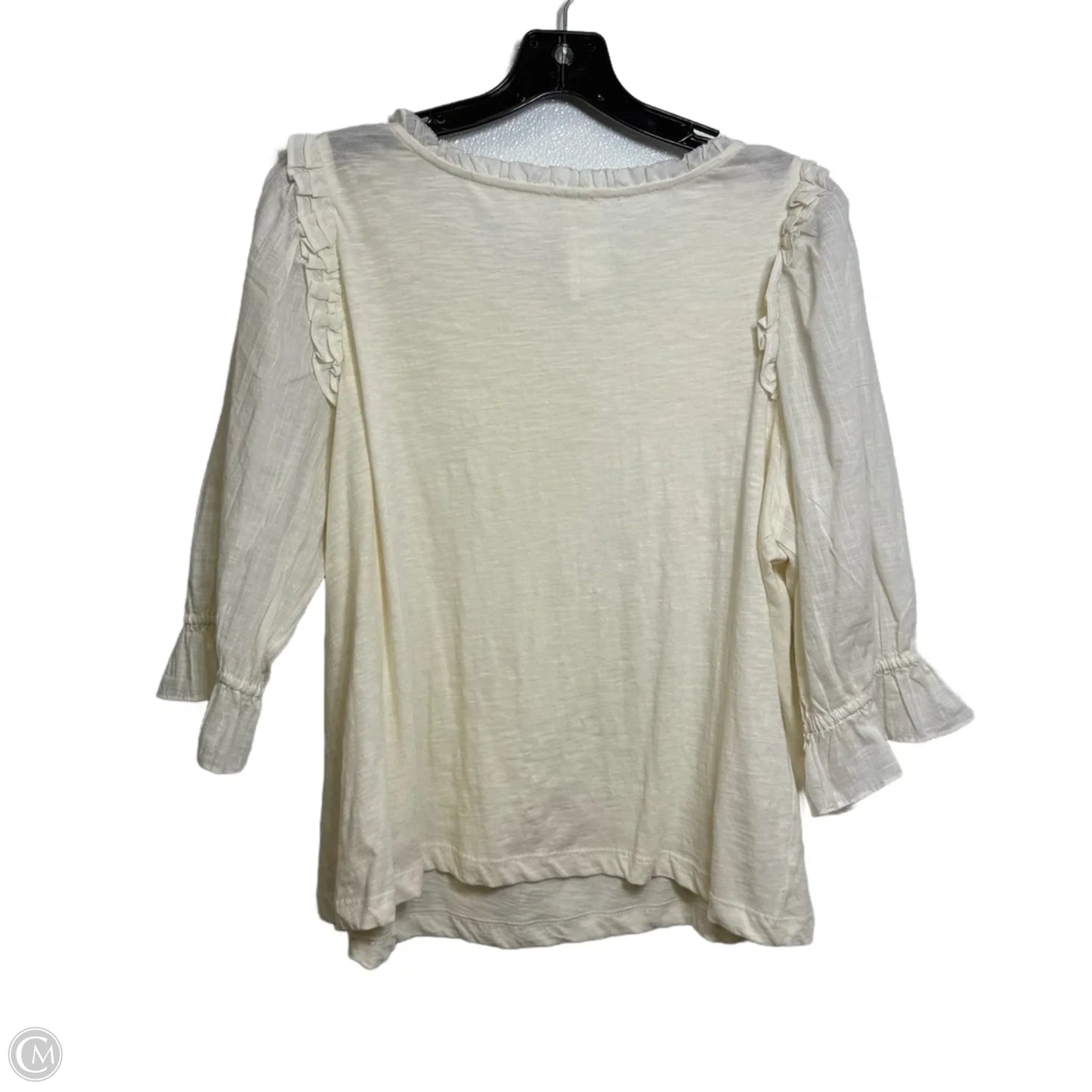 Top Short Sleeve By Anthropologie In Ivory, Size: Xl