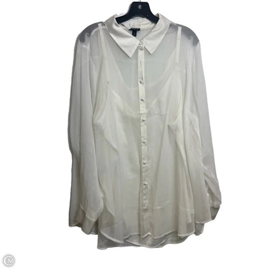 Blouse Long Sleeve By Torrid In Ivory, Size: 3x