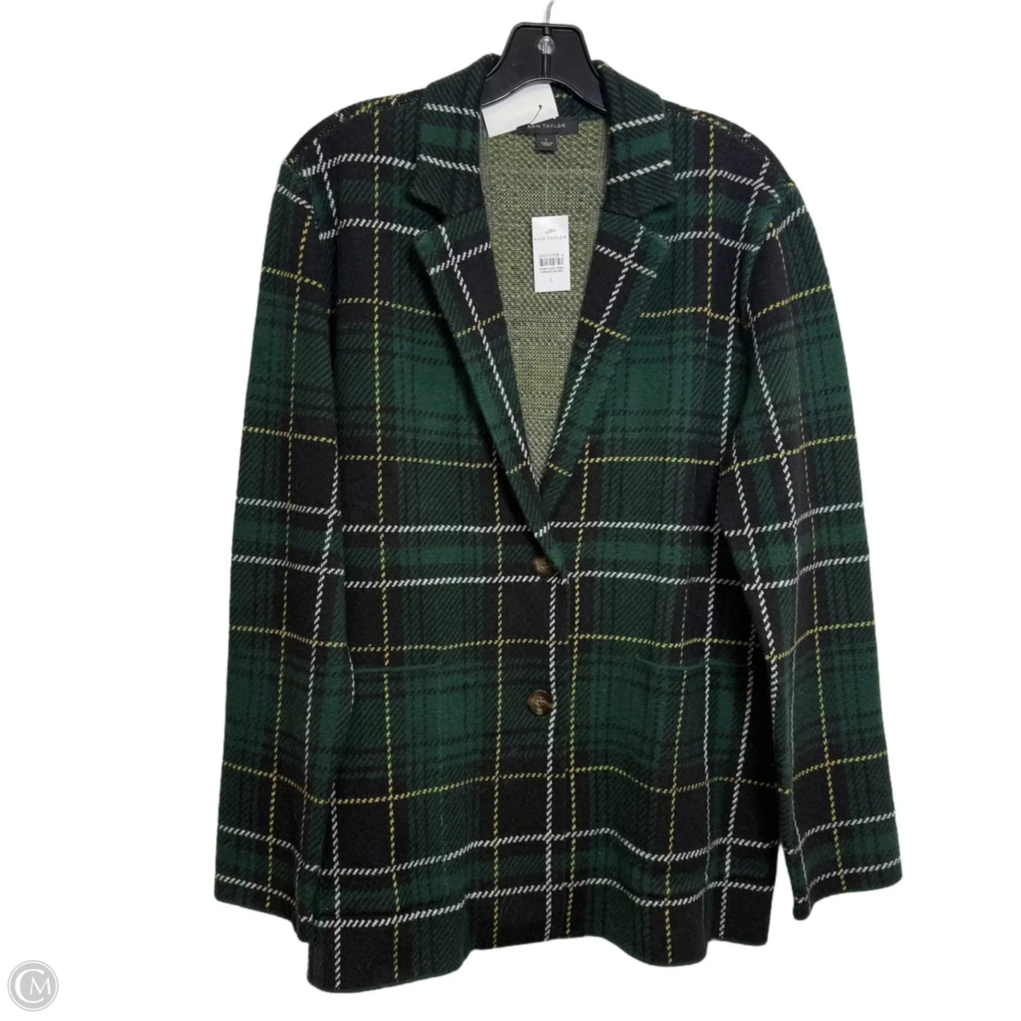 Cardigan By Ann Taylor In Plaid Pattern, Size: L
