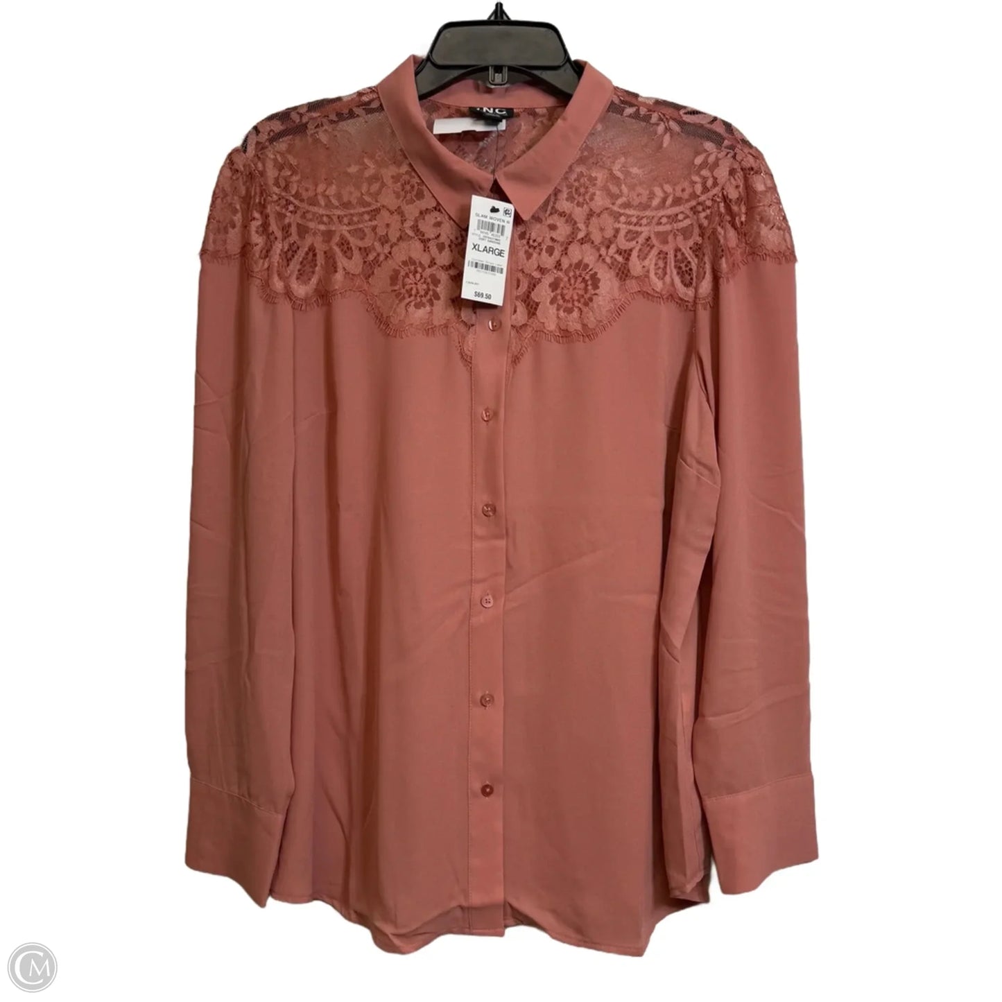 Top Long Sleeve By Inc In Peach, Size: Xl