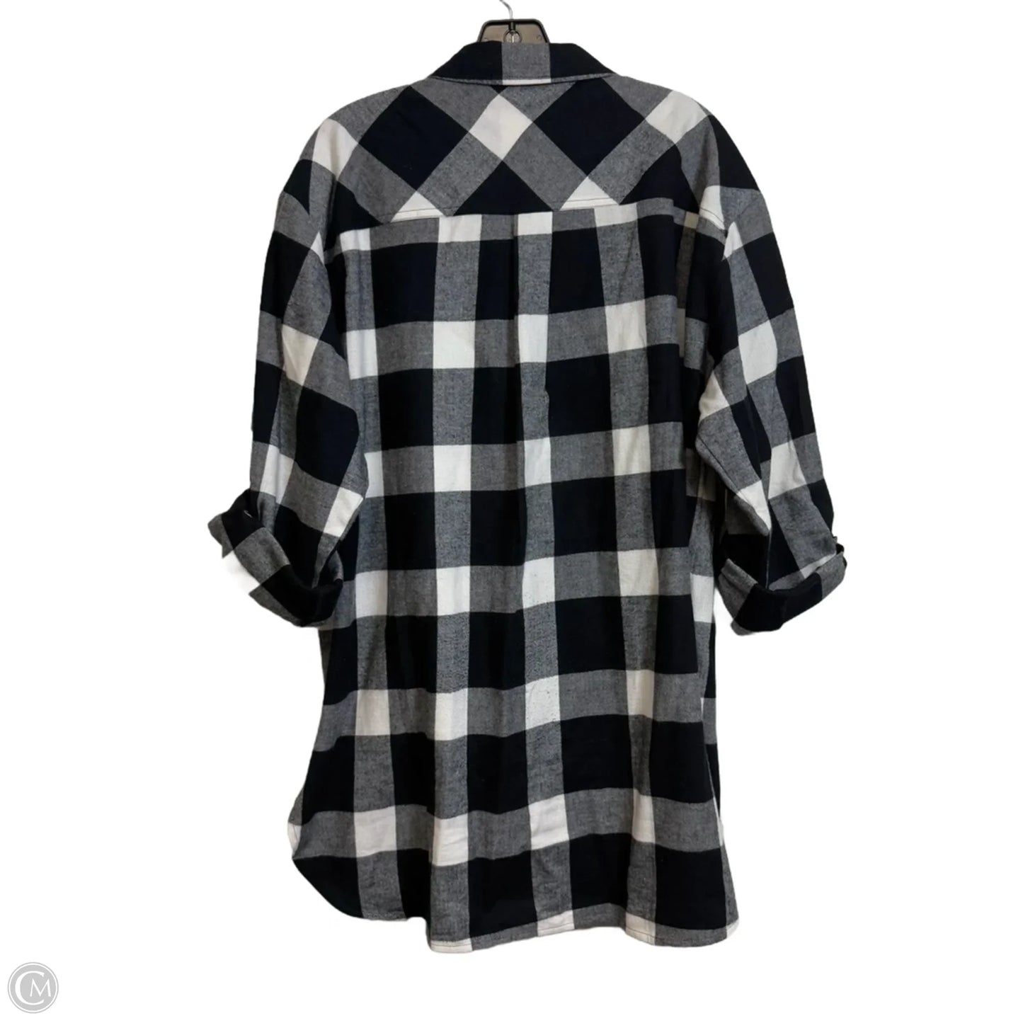 Tunic Long Sleeve By Loft In Checkered Pattern, Size: Xl