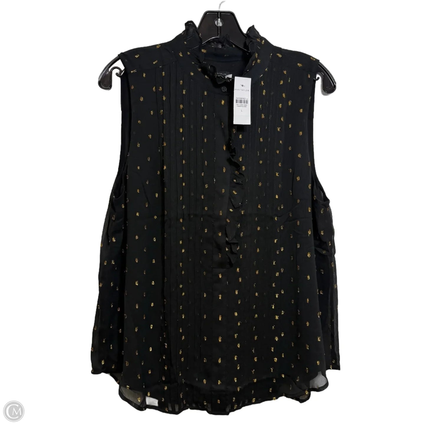 Top Sleeveless By Ann Taylor In Black, Size: L