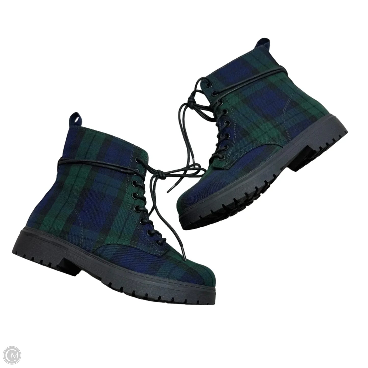 Boots Ankle Flats By So In Plaid Pattern, Size: 8