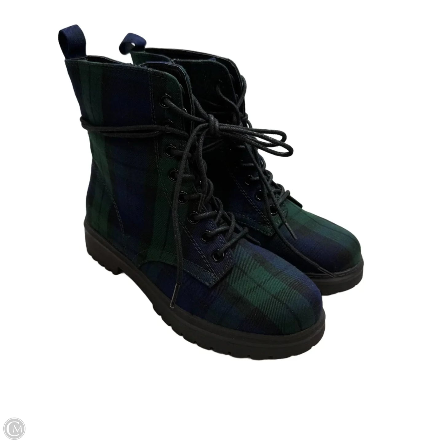 Boots Ankle Flats By So In Plaid Pattern, Size: 8