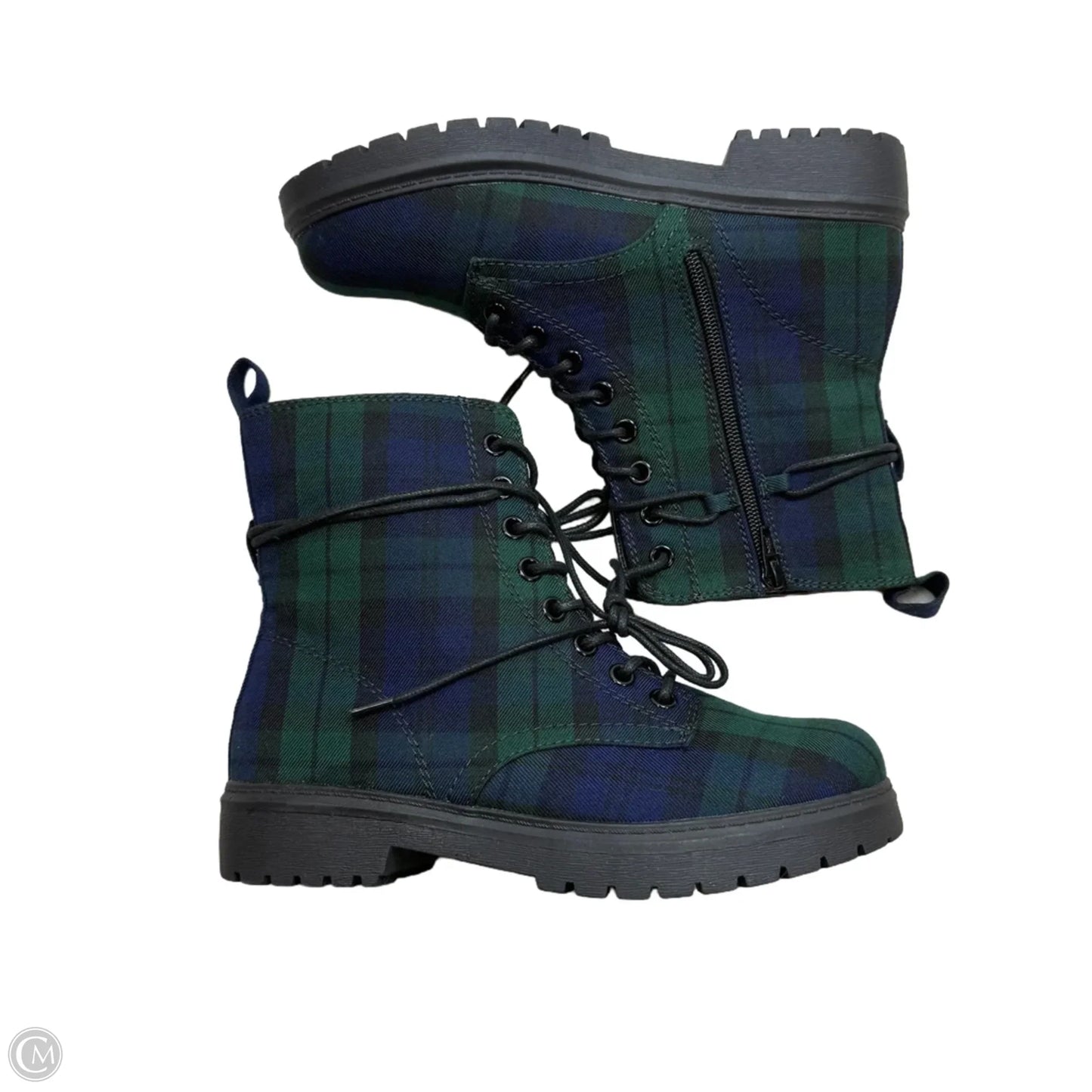 Boots Ankle Flats By So In Plaid Pattern, Size: 8