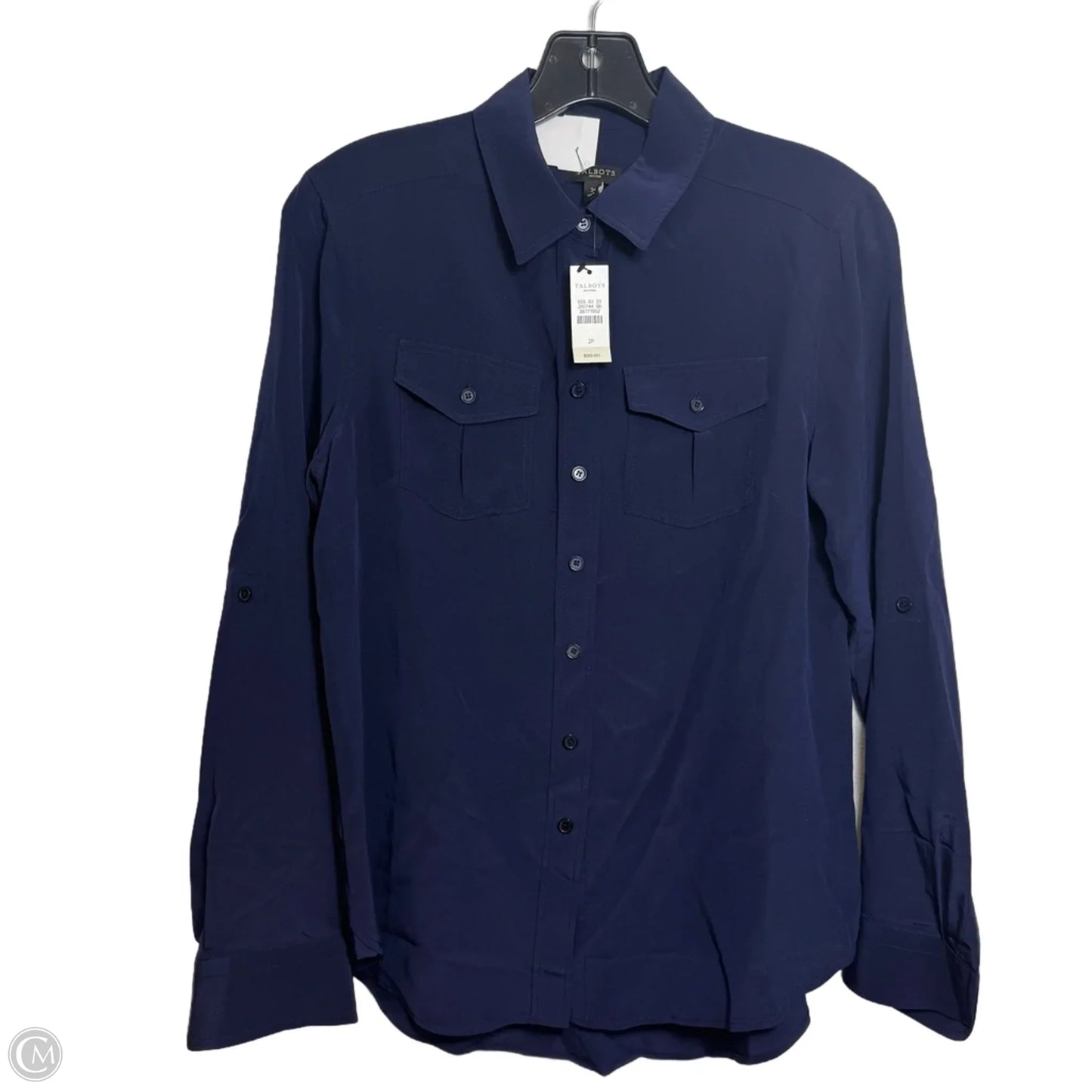 Blouse Long Sleeve By Talbots In Navy, Size: 2p
